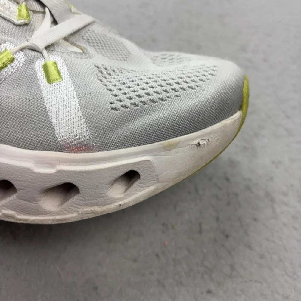 On Cloudsurfer Shoes Womens Size 9 Gray Lime CloudTec Running Sneakers Athletic